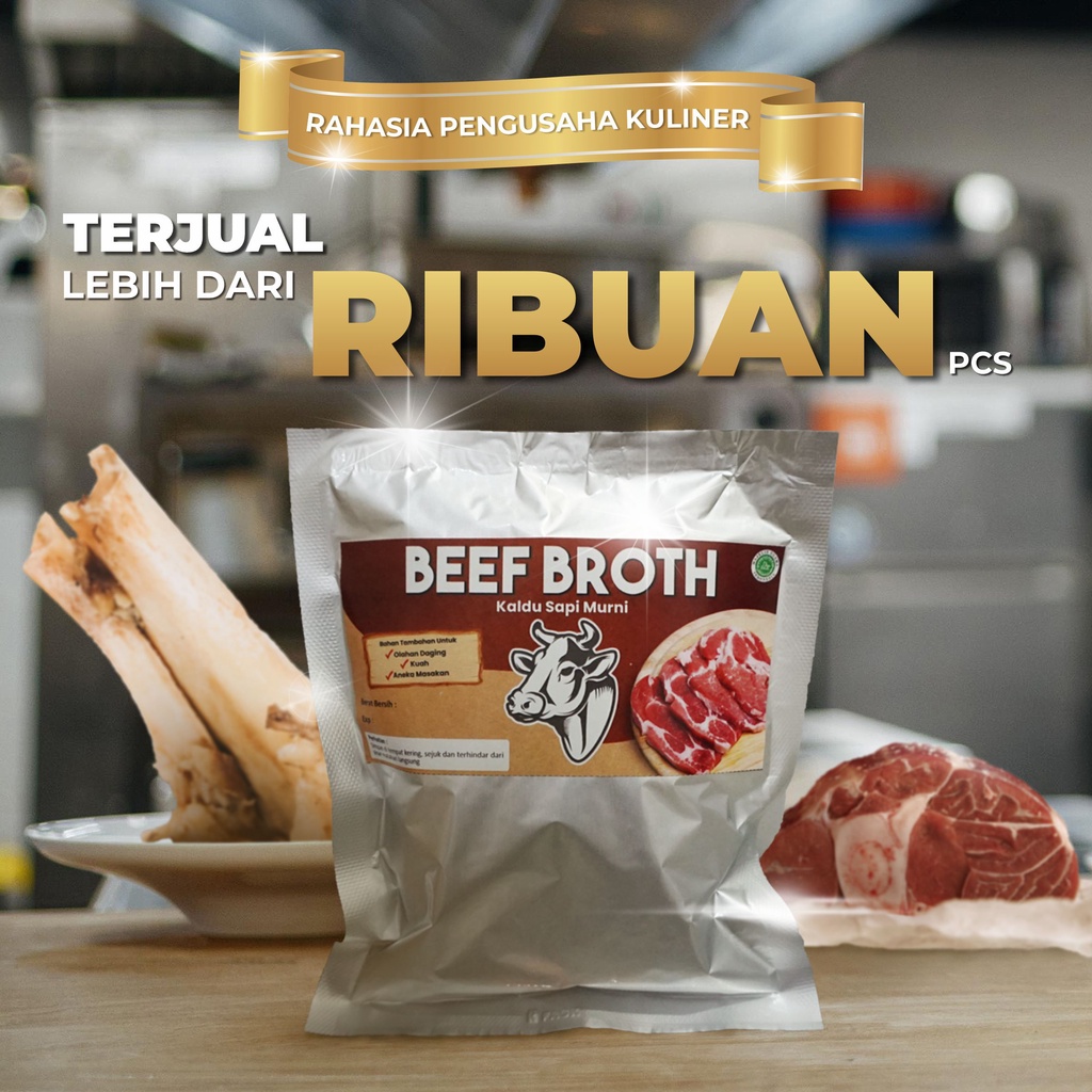 Kaldu sapi murni Beef Broth (500g) - Perasa Sapi Halal / Extrak Sapi (Lebih kuat dari Royco / masako / knorr)