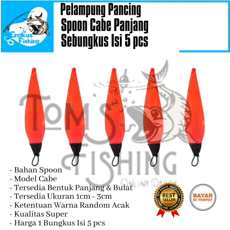 Pelampung Pumbul Pancing Spon Cabe Panjang / Bulat 1cm,1,5cm, 2cm, 3cm Isi 5pcs Murah - Engkus Fishing