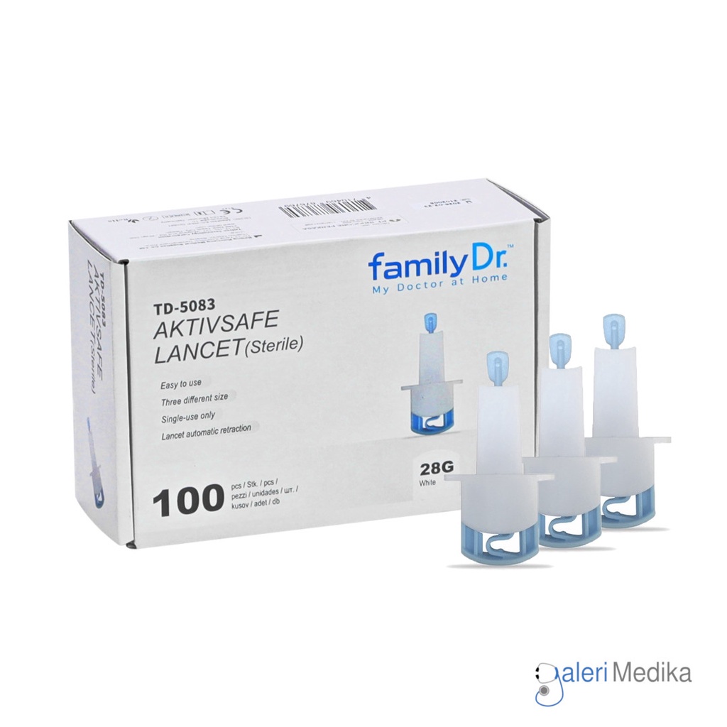 Lancet Steril FamilyDr AktivSafe Lancet 28G - Jarum Ambil Sample Darah