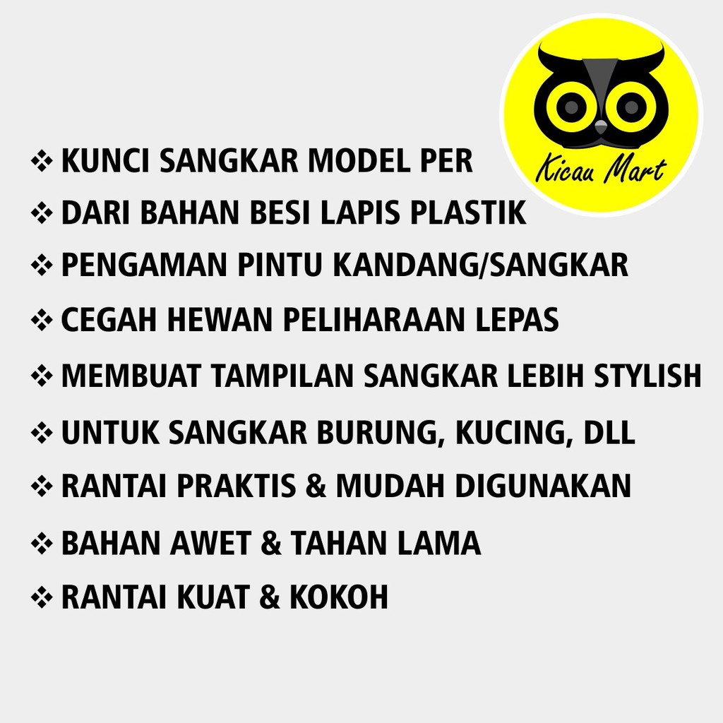 PER PANJANG KUNCI PINTU PENGAMAN KANDANG BESI SANGKAR TERNAK BURUNG LOVEBIRD KUCING ANJING PERKBPST
