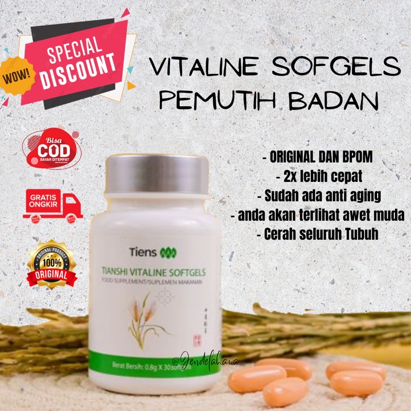 VITALINE SOFTGEL TIENS PEMUTIH TUBUH VITAGEL SOFTGELS OBAT PIL KAPSUL PEMUTIH BADAN PENCERAH BADAN P