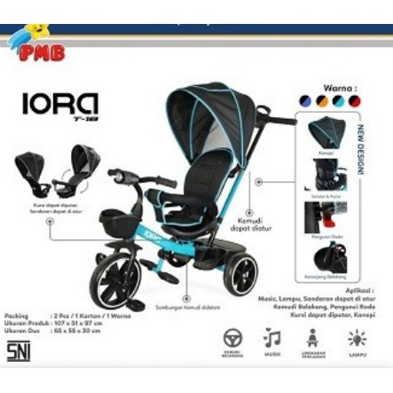 Kargo Sepeda Anak Stroller Tricycle IORA T18 PMB TOYS Roda Tiga Element Garansi SNI-3