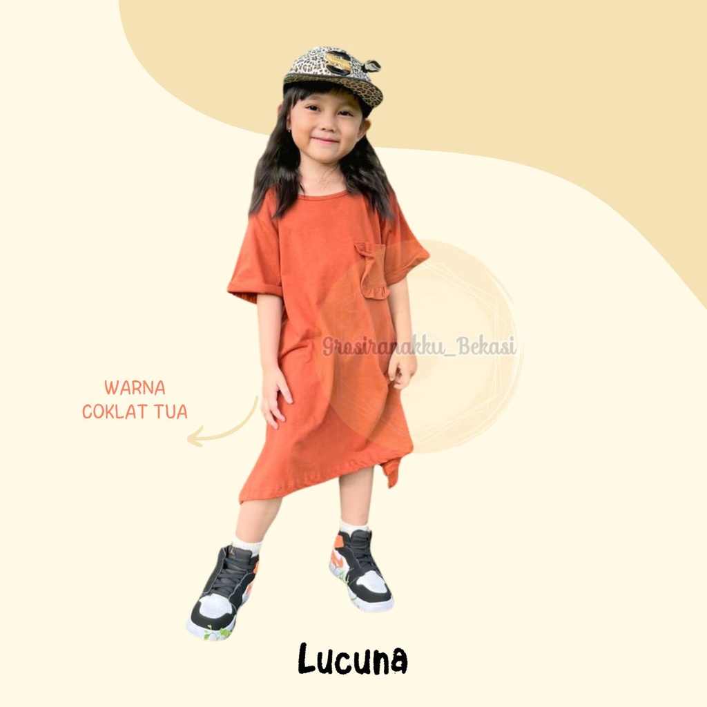 Dress Anak Oversize Saku Lucuna Rumi Mix Warna Size 1-5tahun