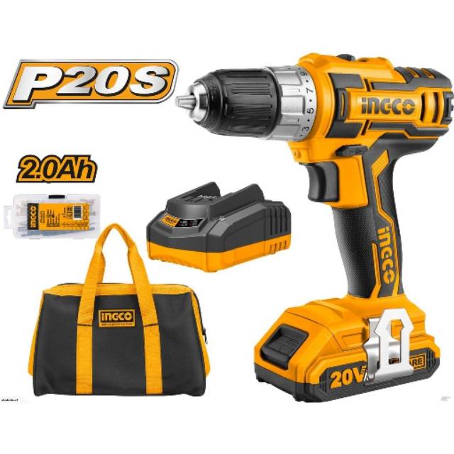 Ingco Cordless Drill 20 V Mesin Bor Baterai Lithium Ion Ingco