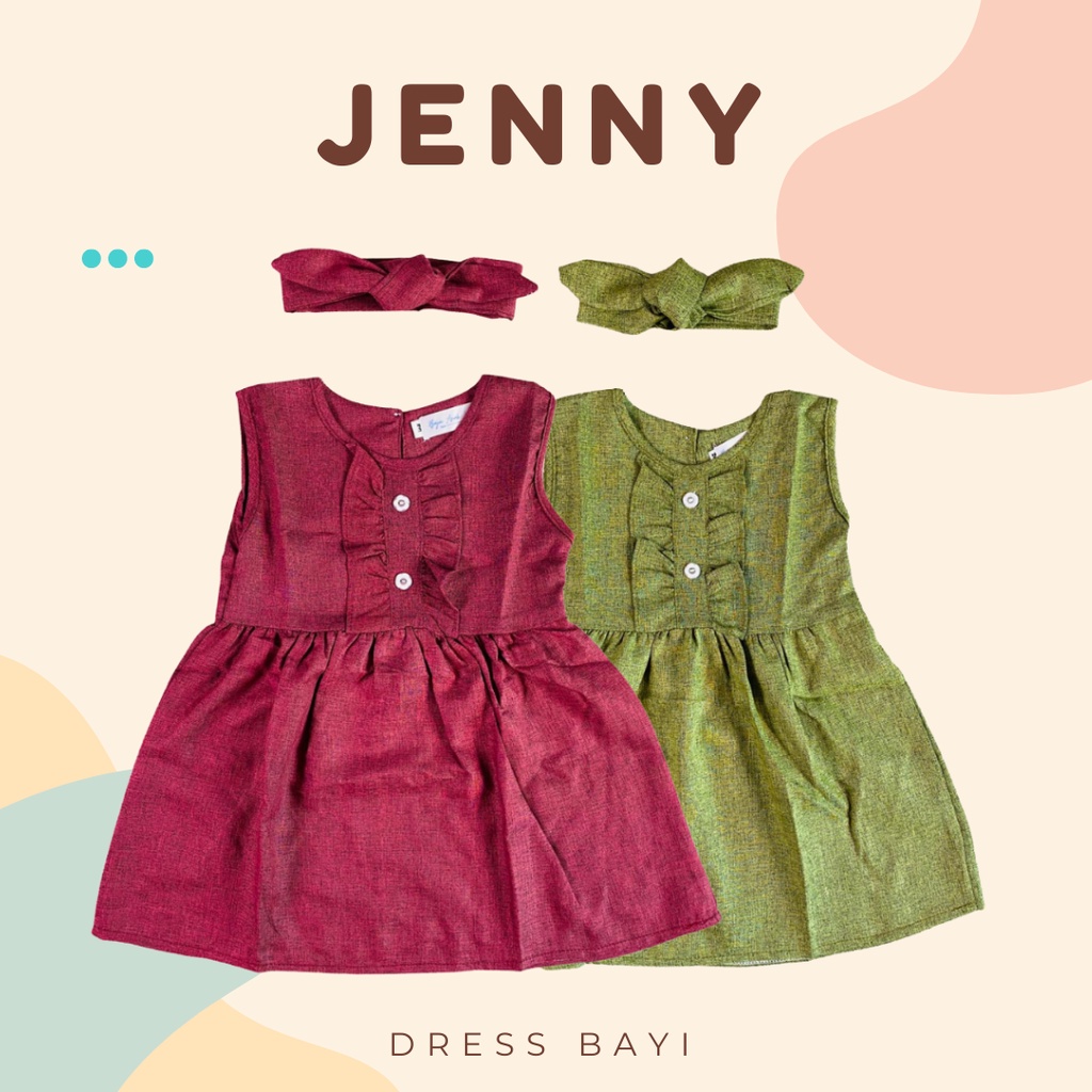 6-18bln DRESS BAYI JENNY + HEADBAND Premium by Baju Anak Kanaya