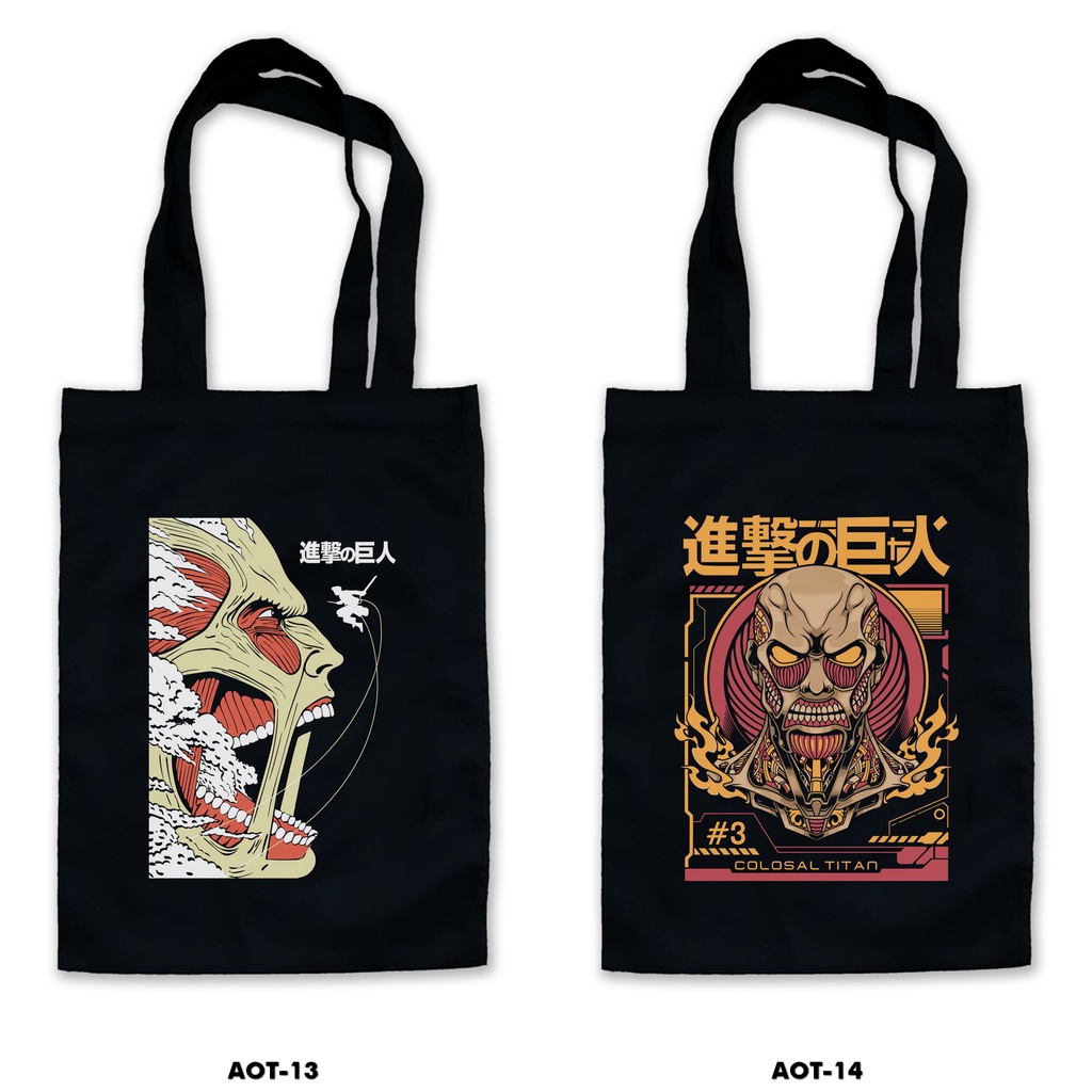 TOTE BAG HITAM - ATTACK ON TITAN /ANIME /MANGA 1