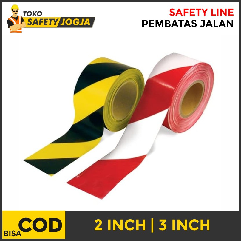 Police Line / safety line / 3Inch x 300 Meter Hitam Kuning Barricade