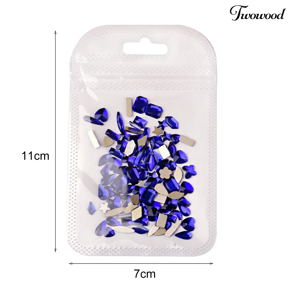 100pcs Stick Kristal Berlian Imitasi 3D Warna Biru Tua Untuk Dekorasi Nail Art