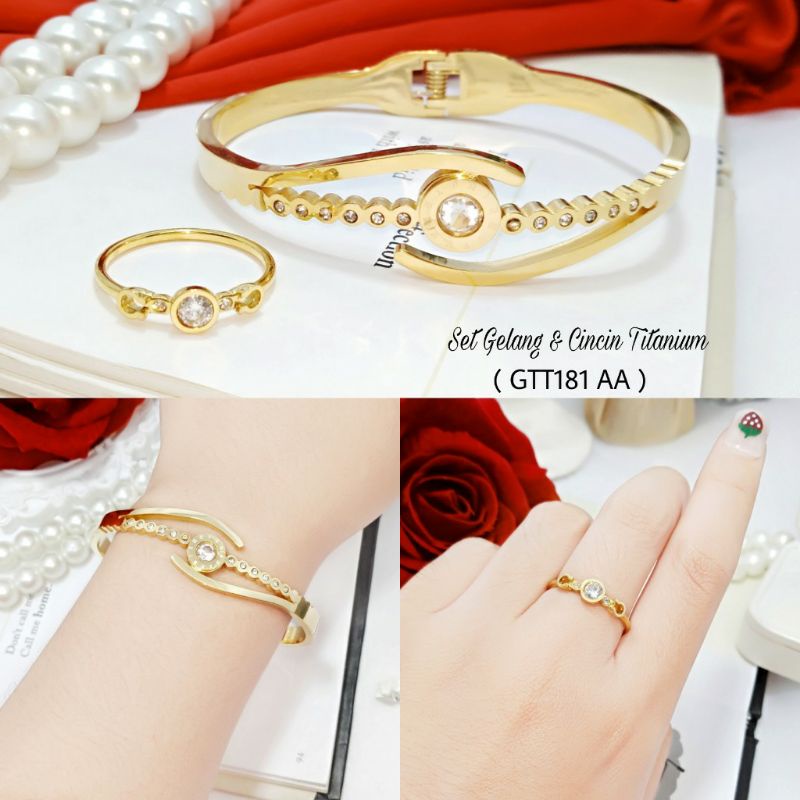 Gelang Titanium Set Plus Cincin Titanium Terbaru GTT181 AA