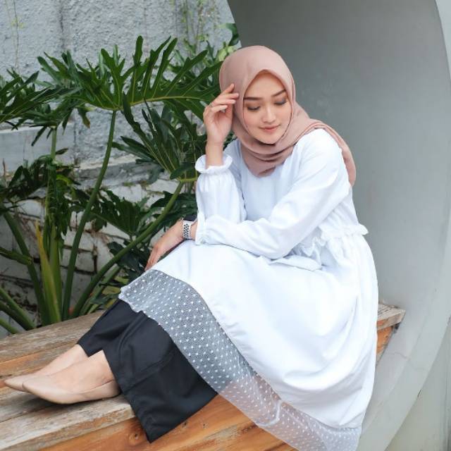 FARISYA MIDI ORIGINAL FERLOW TUNIK PUTIH