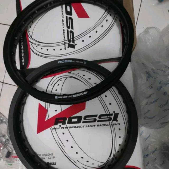 VELG ROSSI RING 18 215 250 HITAM SET DEPAN BELAKANG