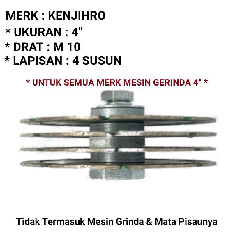 Baut adapter extension Shaft gerinda 4&quot; M-10 pengganti mesin wallcraiser merk kenjihro 100% original