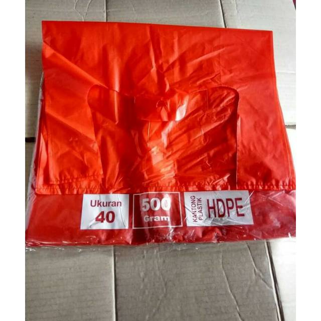 HD plastik merah ukuran 40 kantong plastik kresek merah