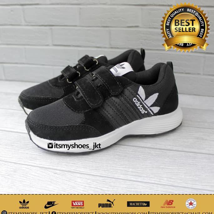 Sepatu Adidas Neo Anak-Sepatu Sekolah-Hitam-Model Perekat - 33 DISKON