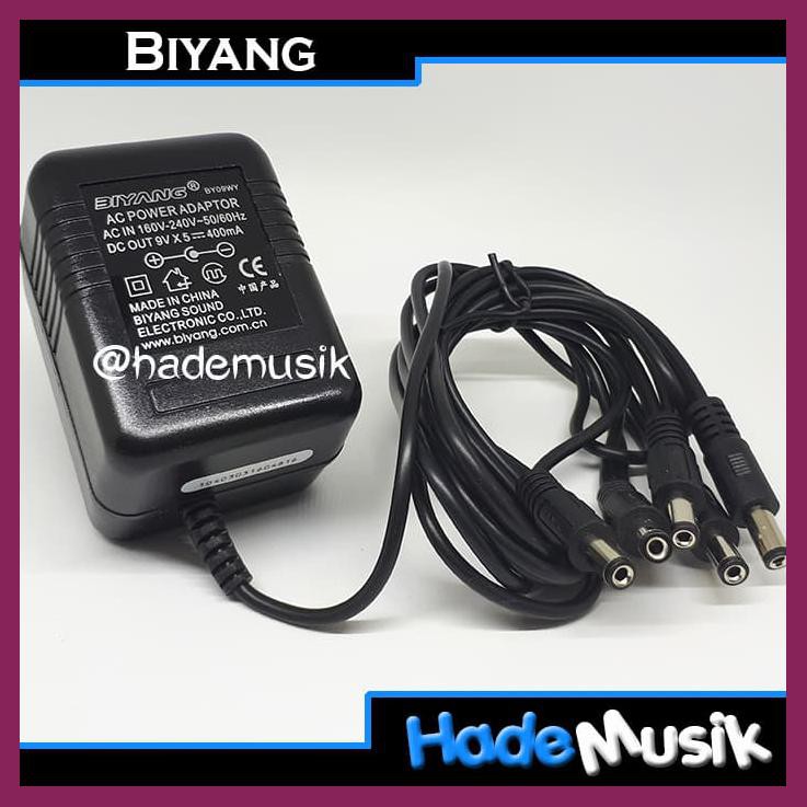 ADAPTOR BIYANG 9V 400MAH, DAISY CHAIN UNTUK 5 EFEK GITAR