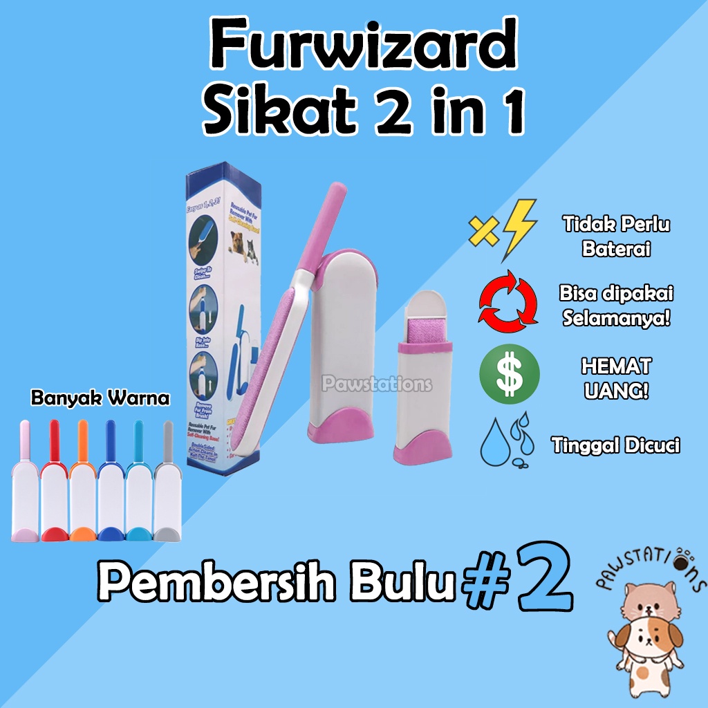 2 in 1 Sikat Pembersih Bulu Kucing / Anjing Furwizard Pet Hair Remover / Alat Pembersih Bulu Kucing &amp; Anjing
