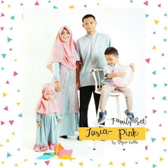 baju muslim family set lovely tosca pink by safeea kiddo