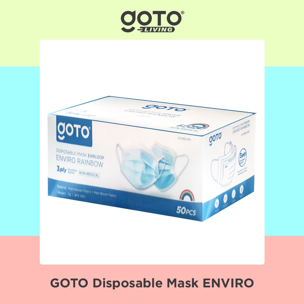 Goto Enviro Facemask Disposable Mask 3 Ply Masker Earloop 3Ply 50 pcs