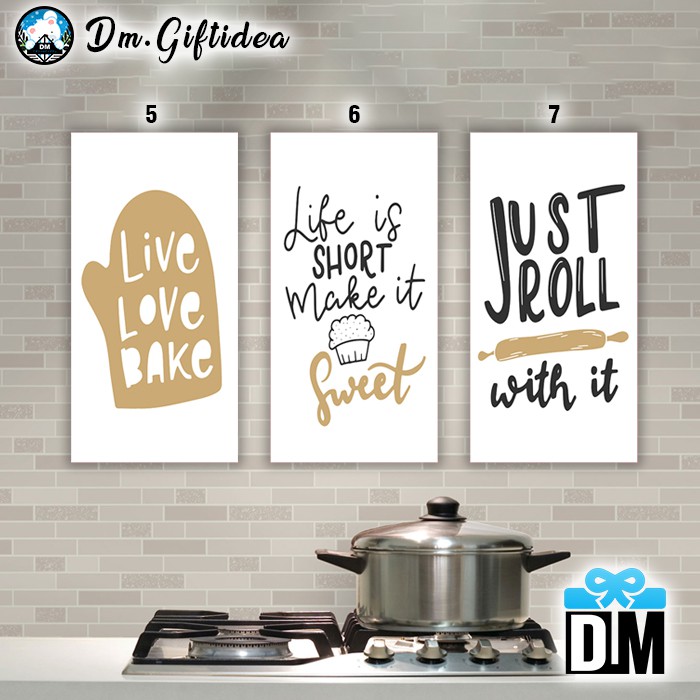 Hiasan Dinding Wall Decor Desain Poster Quotes Masak Dapur Panggangan Roll Baked Kitchen Var 5-10