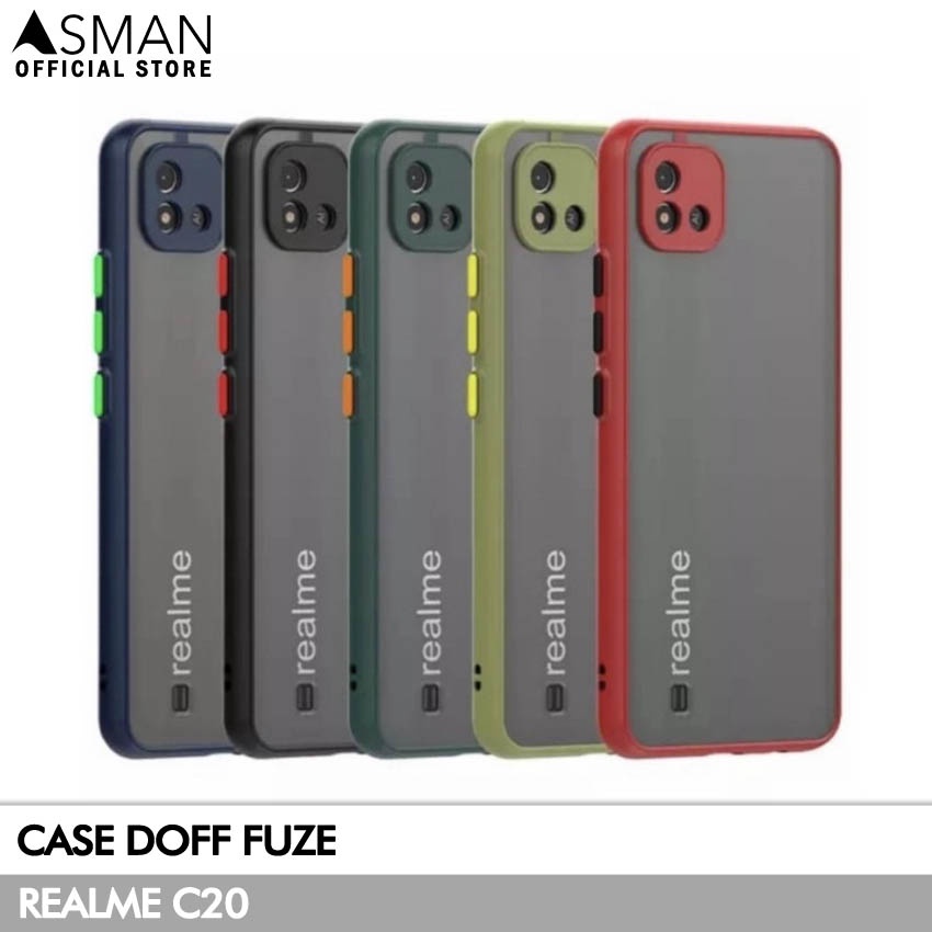 Asman Case Realme C20 Doff Fuze Premium Shield Protector