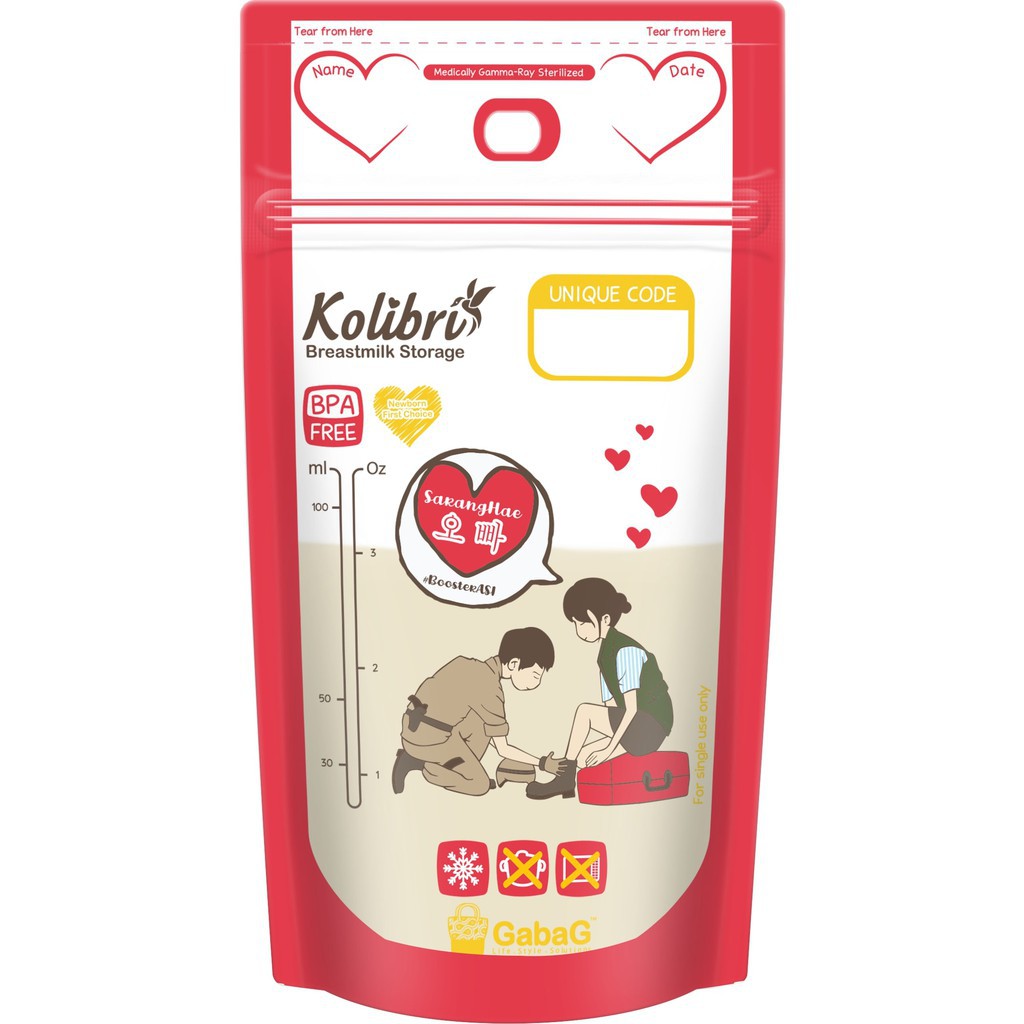 Gabag Kolibri Breast Milk Storage WFH(Work From Heart) 100ml Kantong ASI