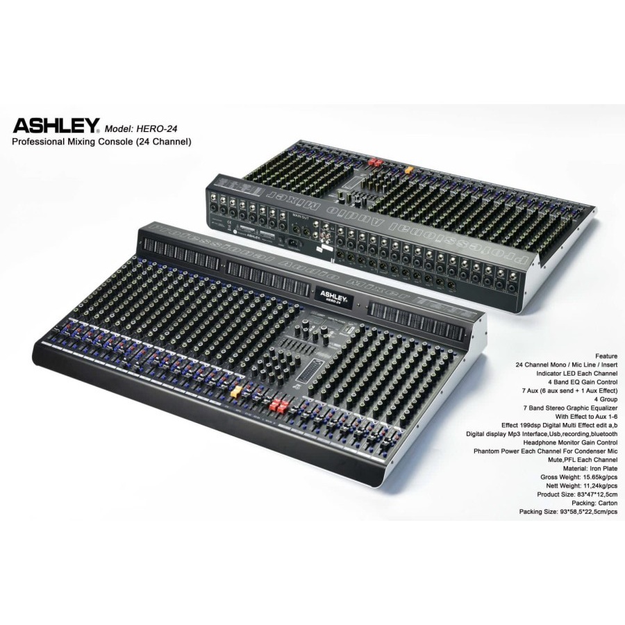 Mixer Ashley Hero 24 hero24 Channel Original Multi Effect 199dsp