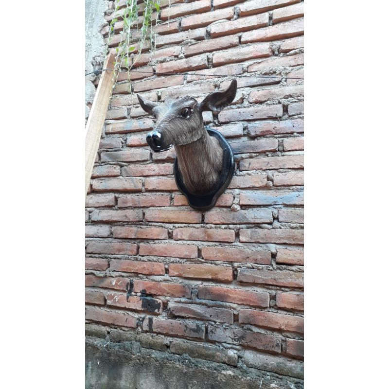 pajangan patung kepala rusa antik