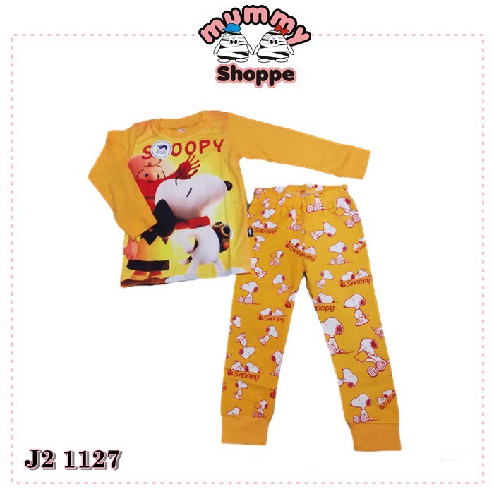 J2 PJ 1127 Small fashion anak setelan baju tidur motif snoopy peanuts