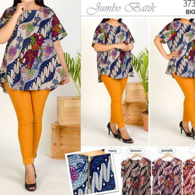 Baju Atasan Wanita Blouse Batik Maroon Super Jumbo Big Size