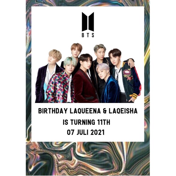 Thanks Card/ Kartu ucapan ulang tahun anak tema BTS