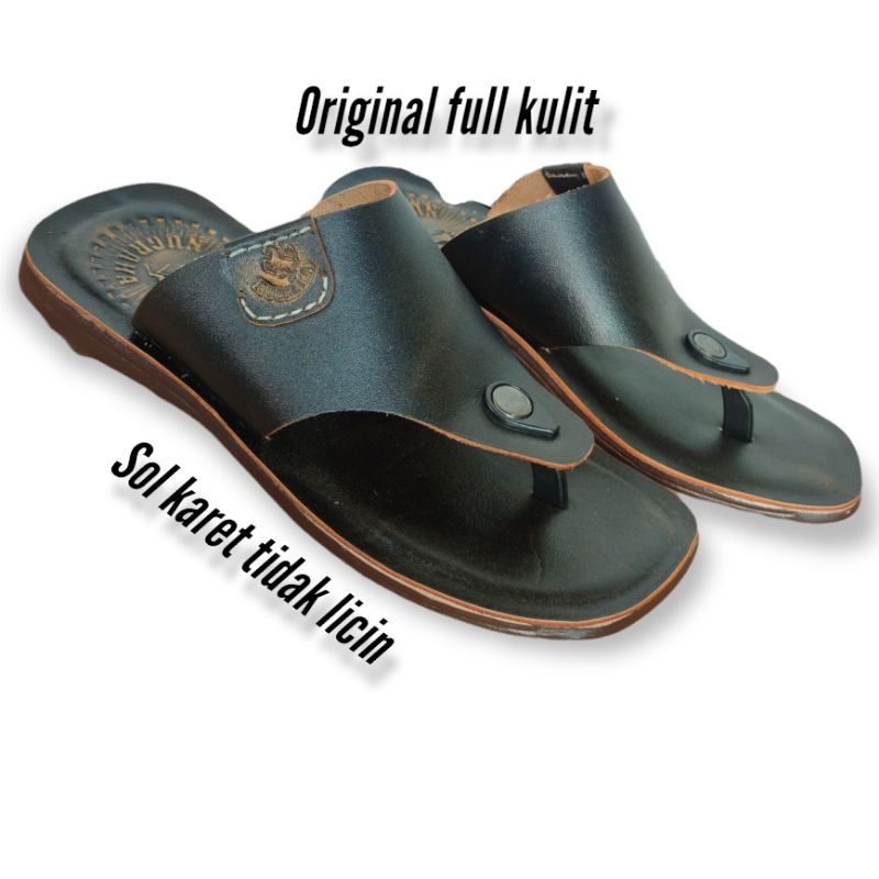 Sandal jepit pria kulit asli original terbaru berkualitas
