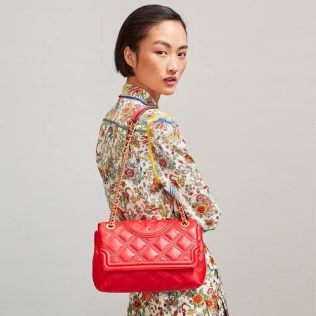 tory burch tb fleming soft medium brilliant red