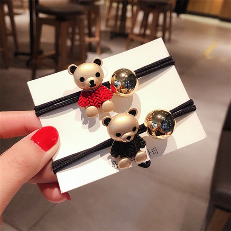 MURMURE.ID | IKAT RAMBUT ELEGAN KARET RAMBUT KUNCIRAN / KARET RAMBUT ALA KOREA MOTIF TEDDY BEAR HA162-3