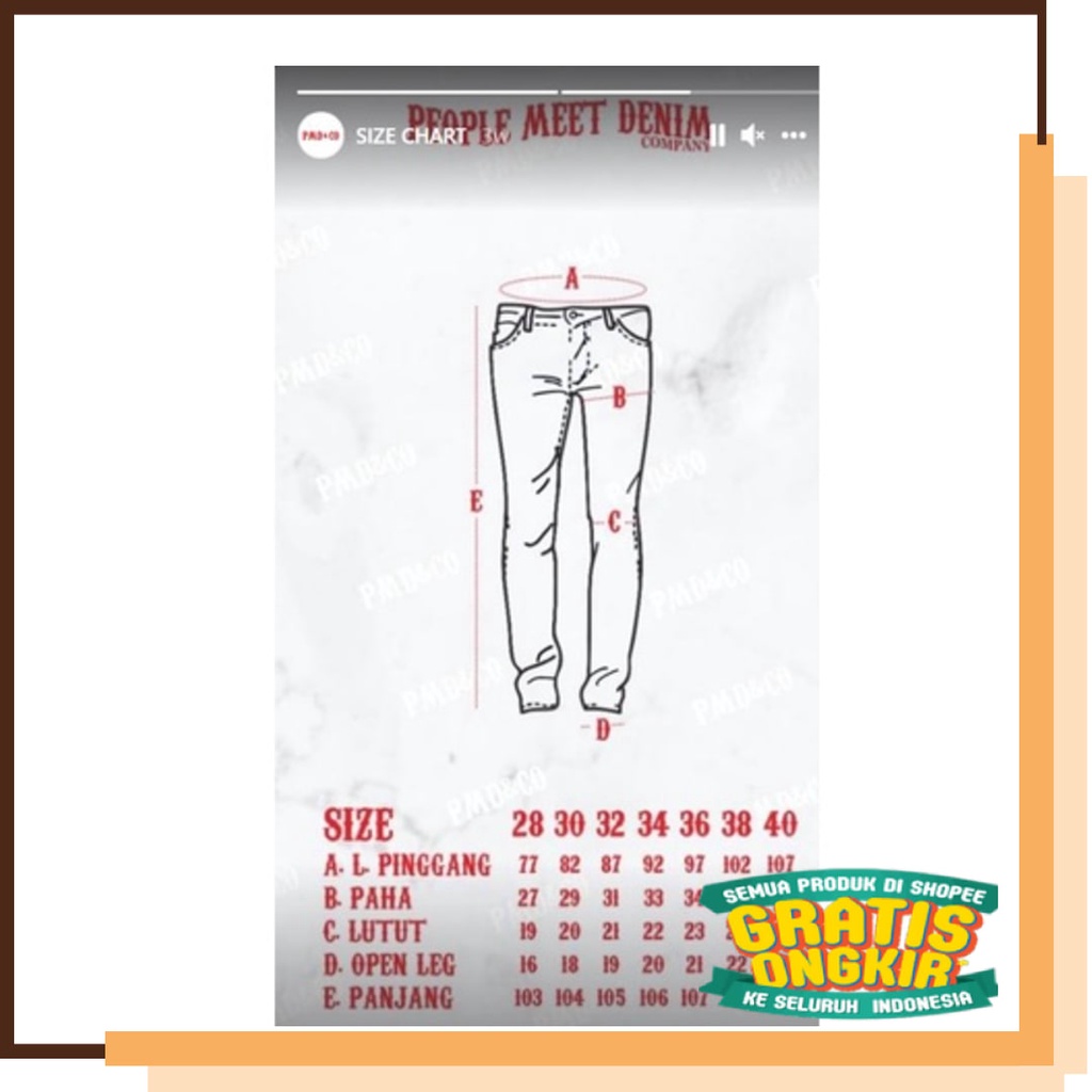 New Bawahan Cowok Terkini BTS Lmc 511 Lmc Marfa (56497-0067) / People Meet Denim Company PMD & CO - 