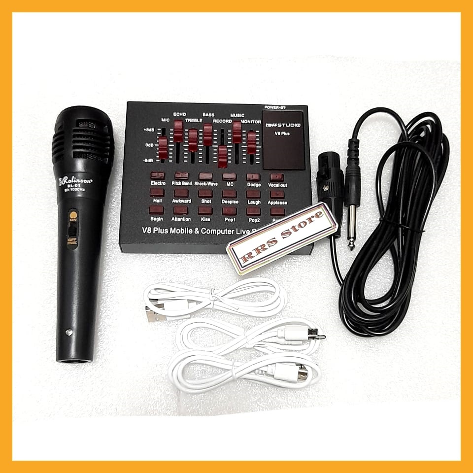 paket Live Mixer Audio USB External Soundcard Broadcast Microphone V8 - V8bluetooth Sound card V8 Mixer Bluetooth SoundCard V8 Audio USB External Soundcard soundcard V8 Audio untuk HP PC Mac Live Broadcast Karaoke Smule WeSing V8S V8 PLUS