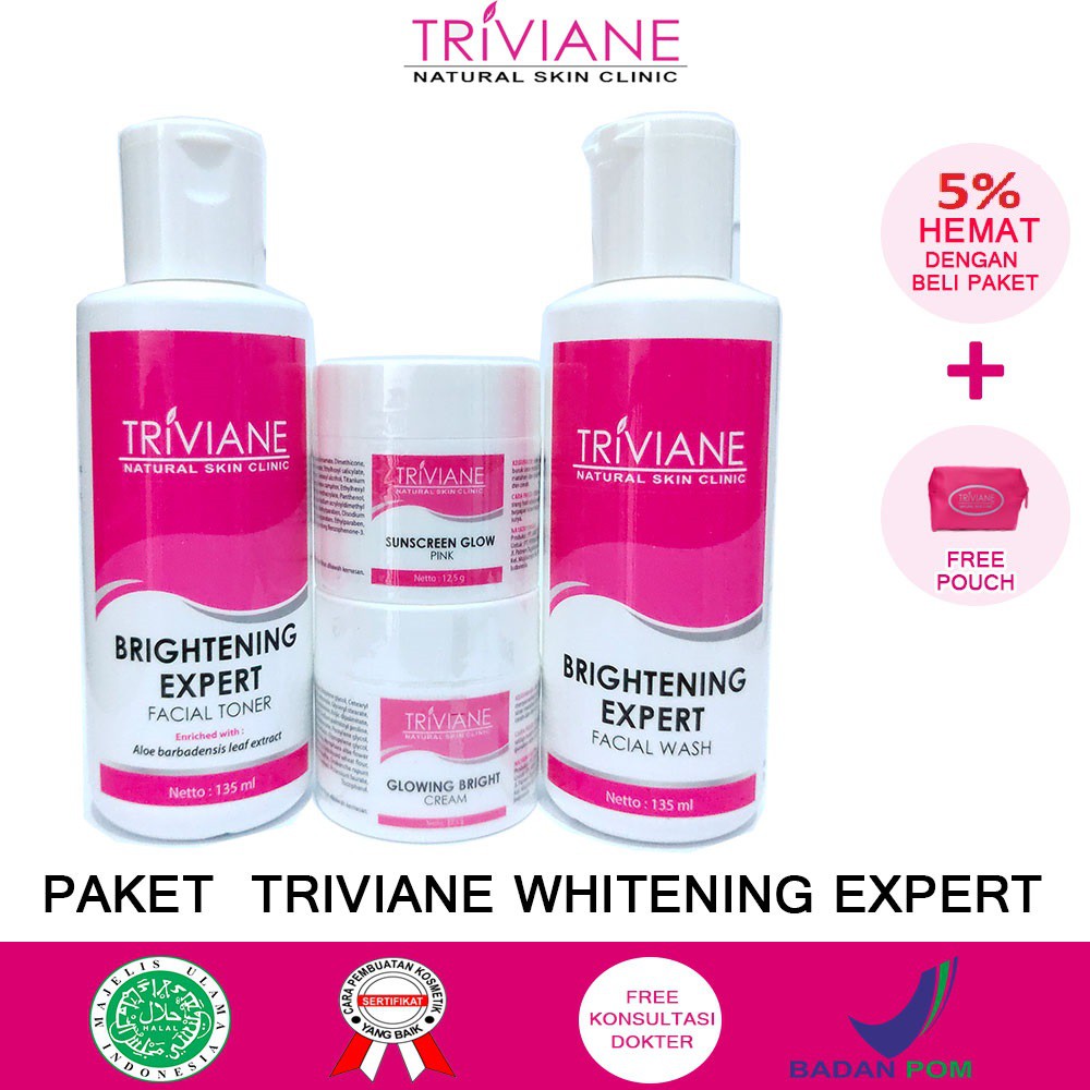 Paket Triviane Whitening Expert Original / Paket Pencerah Wajah isi 4 BPOM Aman