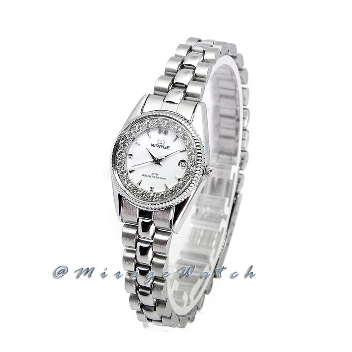 0131 Jam tangan Mirage Wanita Original RX 1580 L SIlver pP