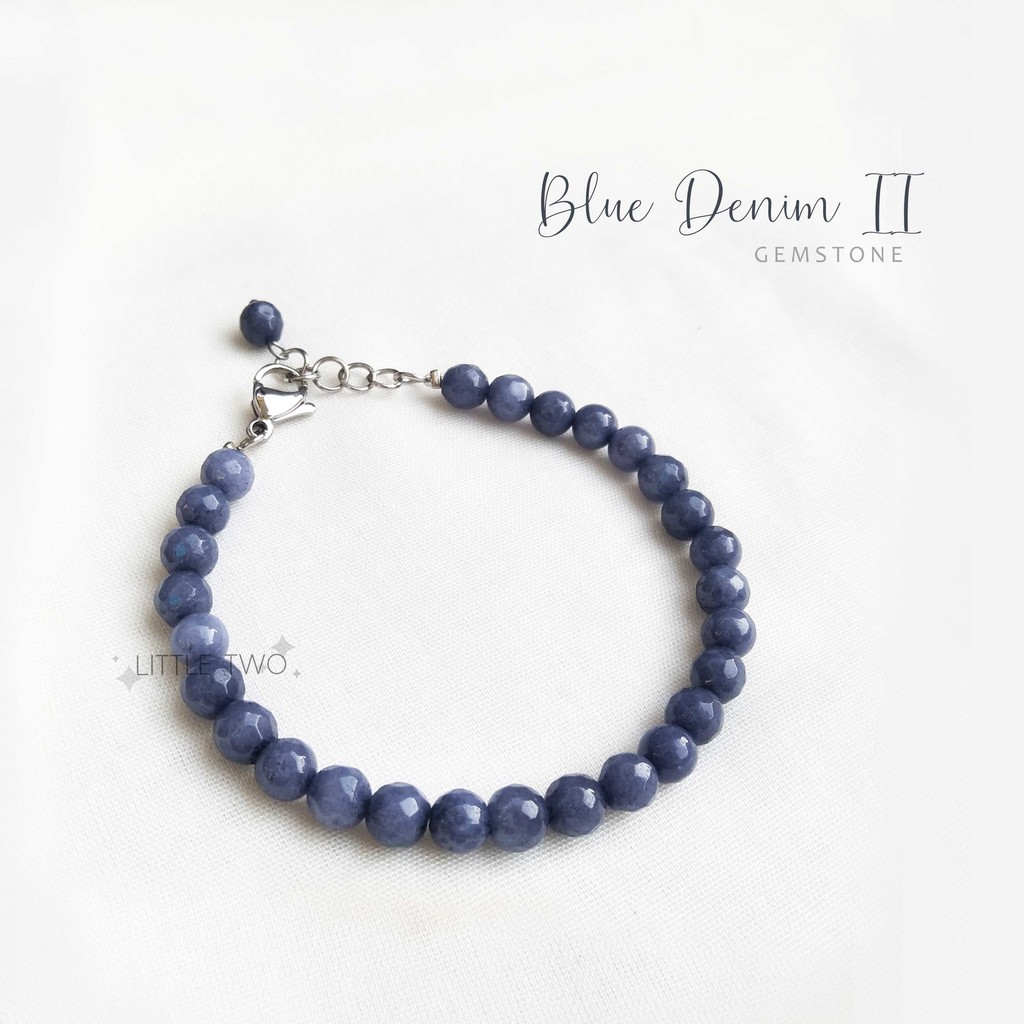 LITTLE TWO Gelang Batu - Blue Denim II size 6mm Gelang Wanita Stainless Steal Anti Karat