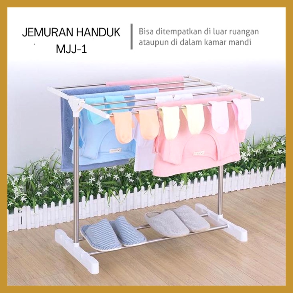 Rak Jemuran Handuk Stainlees Gantungan Handuk Jemuran Handuk Lipat Serbaguna Jemuran Baju Bayi Menara 3 Tingkat GOSHOP88