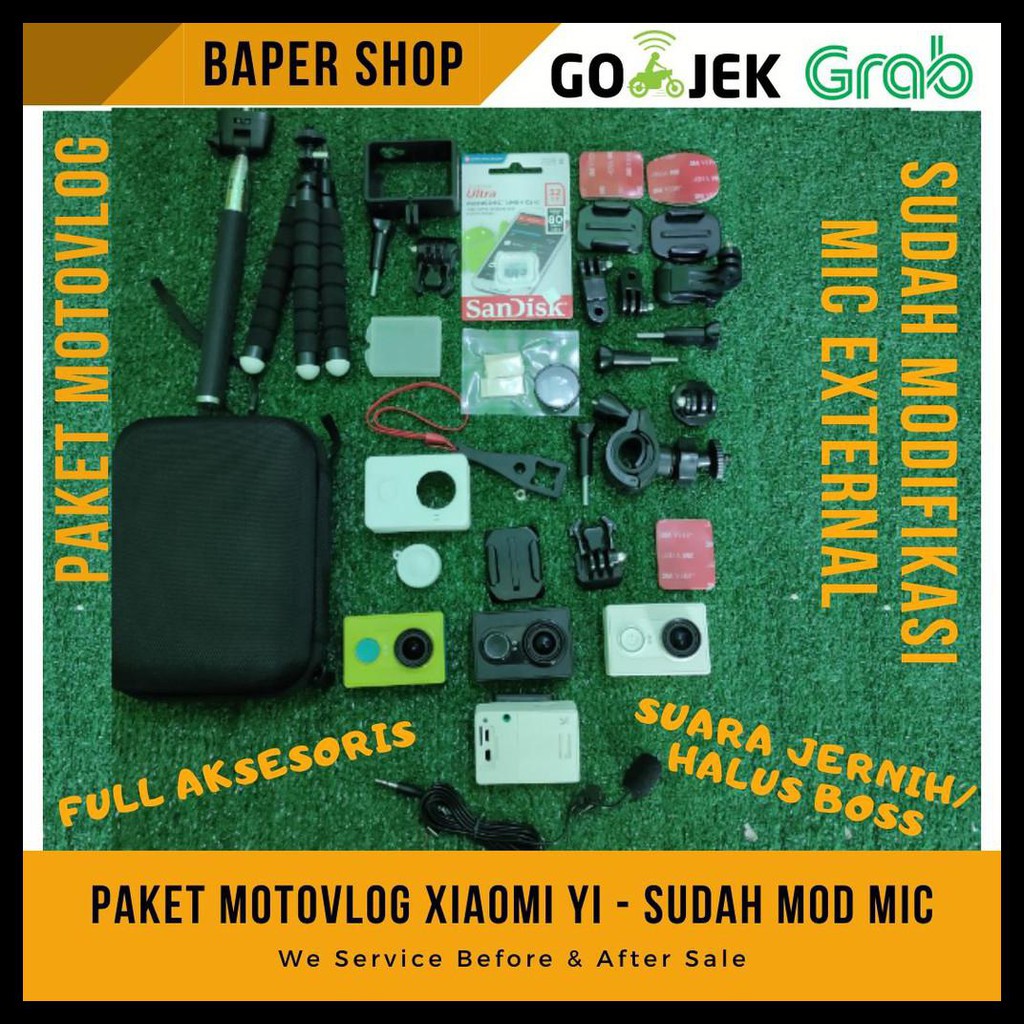 {BISA COD} Paket Khusus MotoVlog Vlogger Action Camera Xiaomi Yi Mod Mic External Yi Cam Vlog