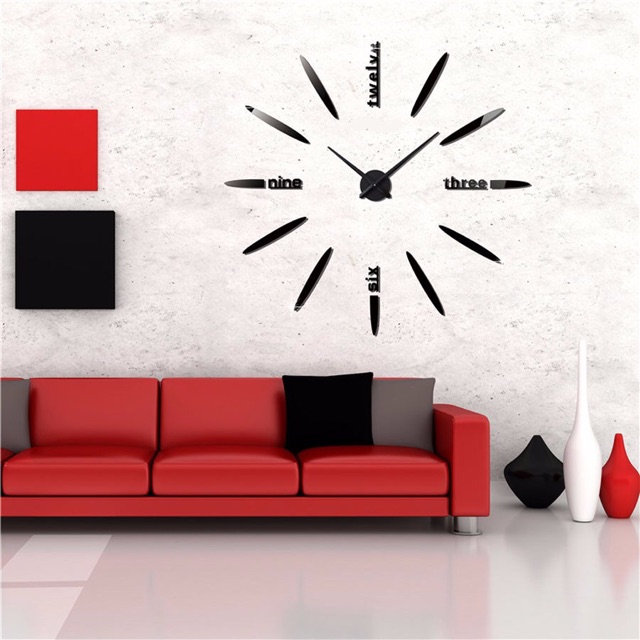 Jam Dinding Besar DIY Giant Wall Clock Quartz Creative Design diameter 80-130cm - Black