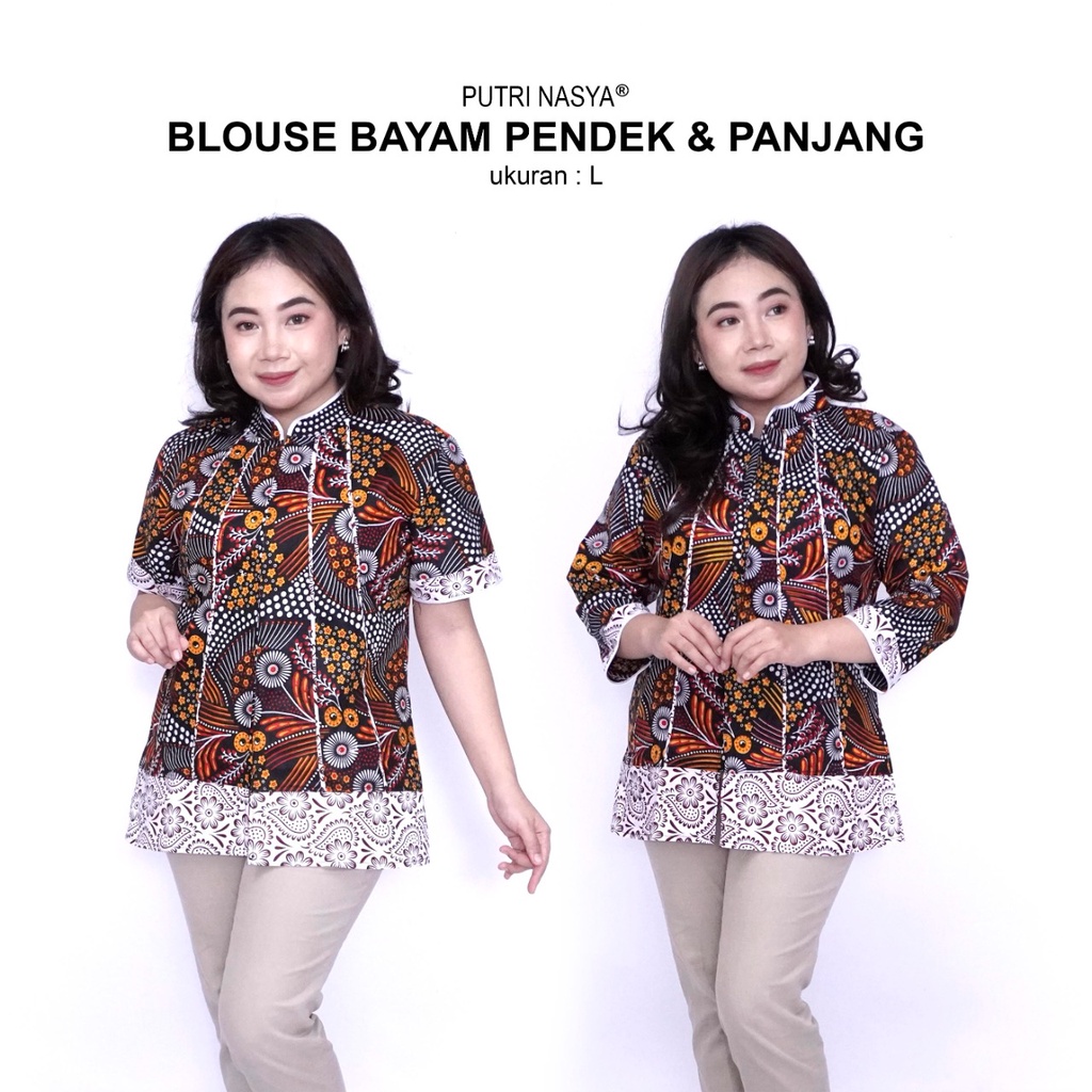 Atasan Batik Blouse Big Size Wanita Lengkap L-XL-2L-3L-4L-5L-6L-7L Model Blus Jumbo Seragam Batik / Atasan Batik Big Size Formal / Pakaian Batik Kantor Kerja Super Big LD 140 / Baju Batik Kekinian Bahan Katun Terbaru Modern Masa Kini