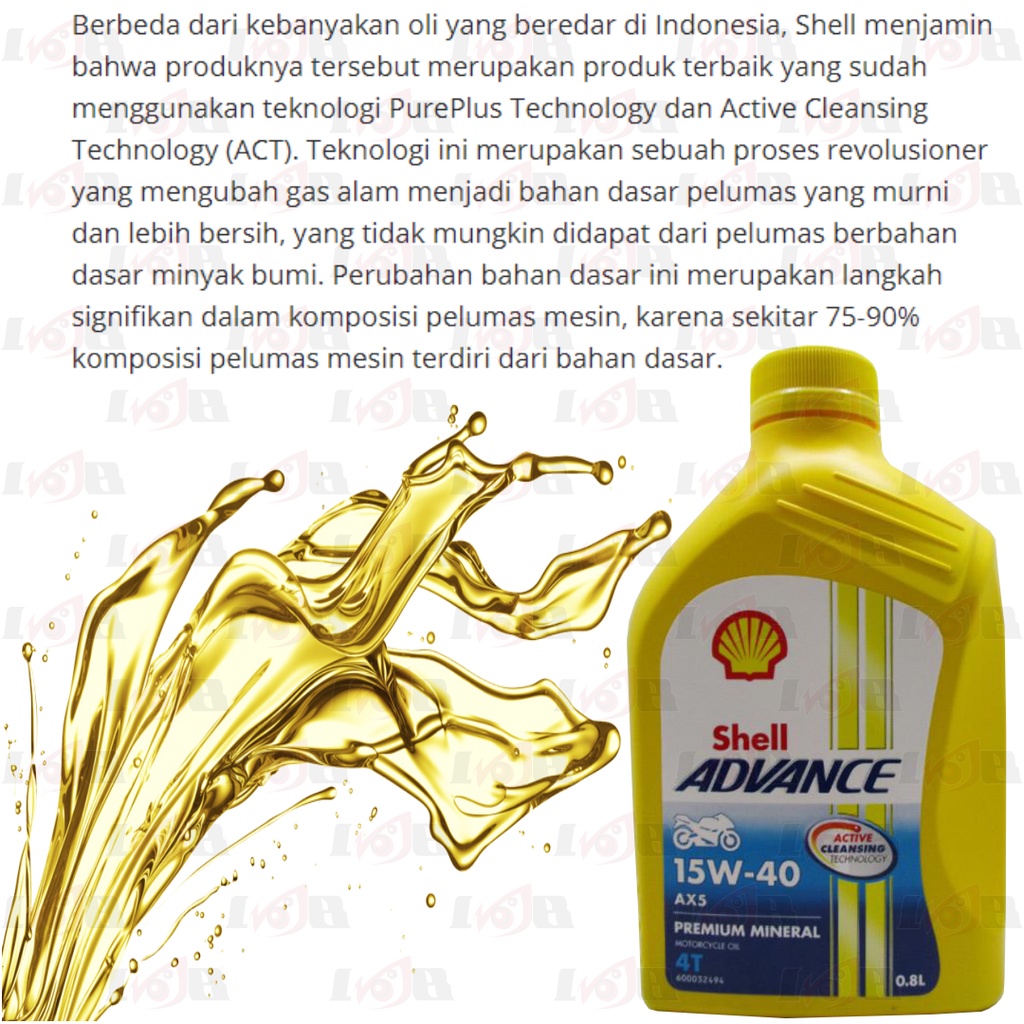 Oli Shell Advance AX5 15w40 4T motor bebek 800ml Premium Mineral Oil 0.8L