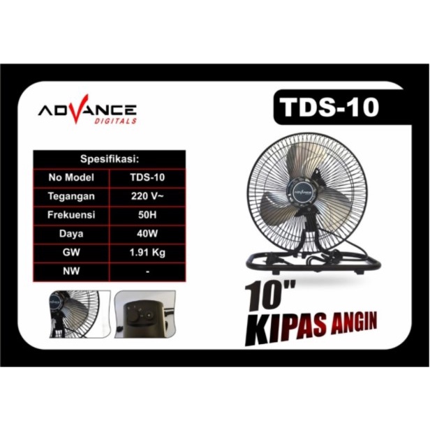 Advance Kipas Angin 10&quot; Duduk Dinding 2in1 Stainless Besi TDS-10 Swing