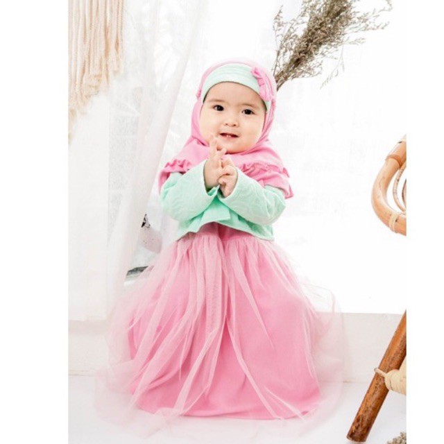 Dress gamis double bow gamis dress set anak cewek perempuan gamis anak perempuan baju lebaran anak dress gamis muslim anak baby 1-3 tahun