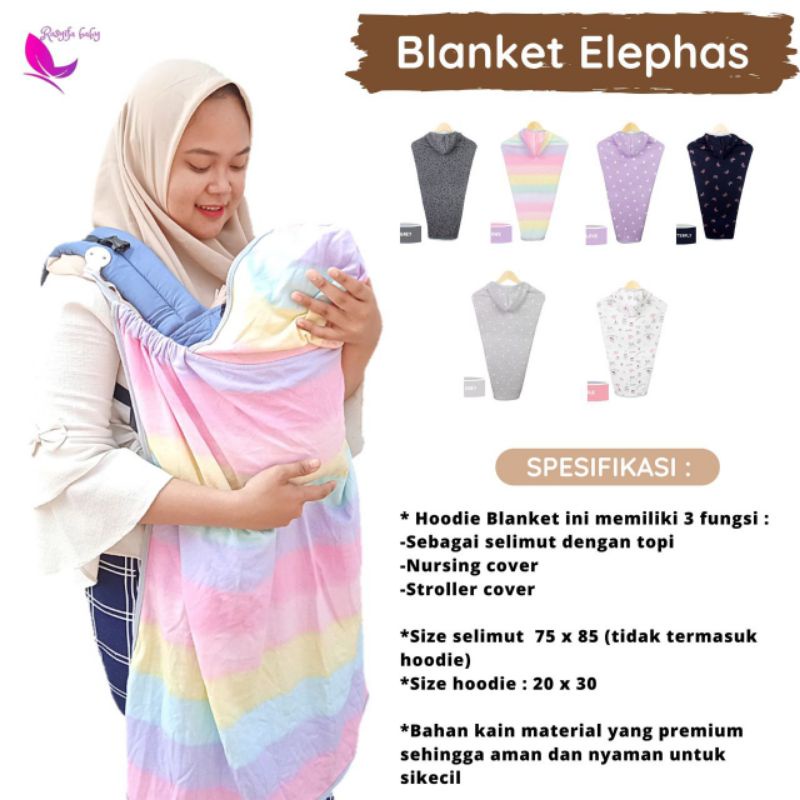 Blanket On The Go Elephas Selimut Gendong Bayi Anak Babycape hangat tebal