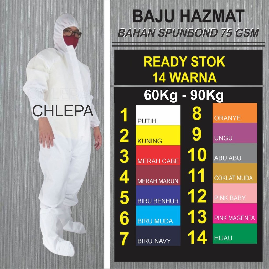 Hazmat - Baju APD Covid - Baju Hazmat - Hazmat Apd - Spunbond 75 gsm