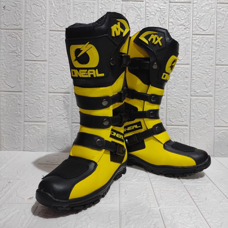 sepatu trail sepatu cross adventure logo 3D kualitas premium sepatu touring sepatu drag sepatu roadrace  KUNING HITAM