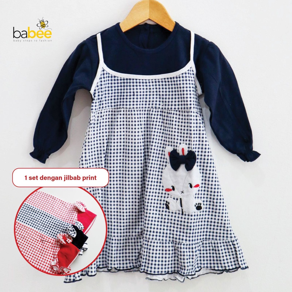 POLKA RABBIT / BON BON / LITTLE BEE HEAD Setelan Gamis Baju Muslim Hijab Lucu Fashion Anak Bayi Perempuan Cewek Terlaris Terbaru