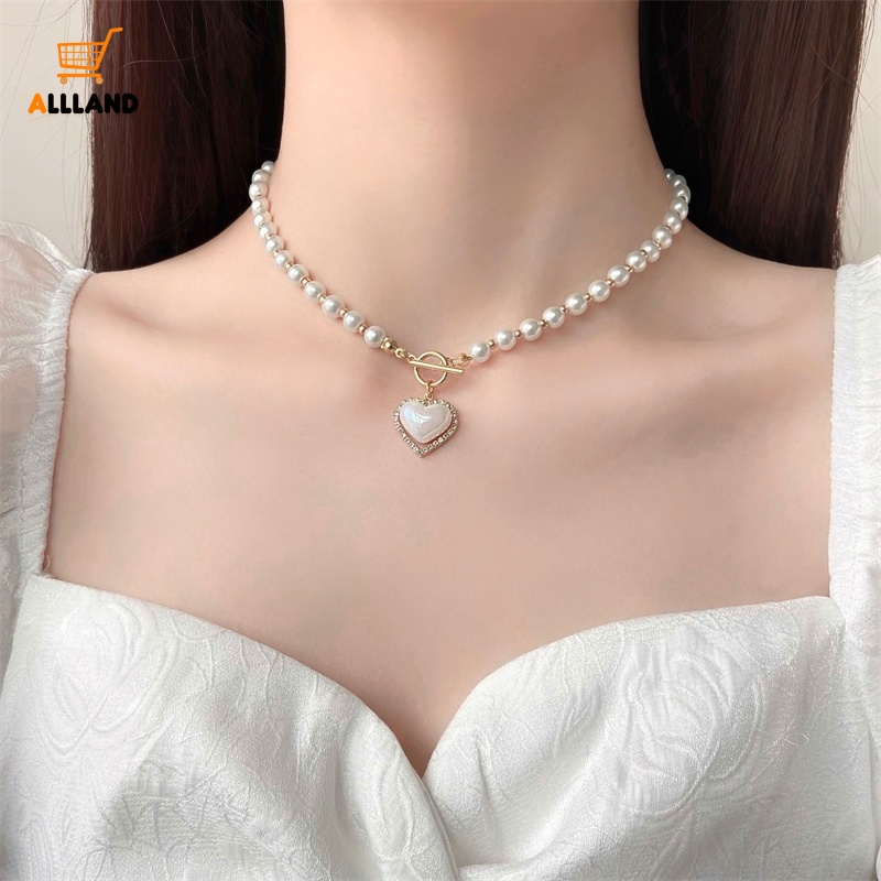 Kalung Choker Hias Manik-Manik Mutiara Berlian Imitasi Gaya Korea Untuk Wanita